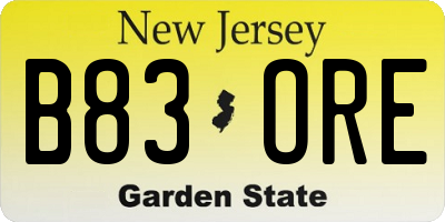 NJ license plate B83ORE