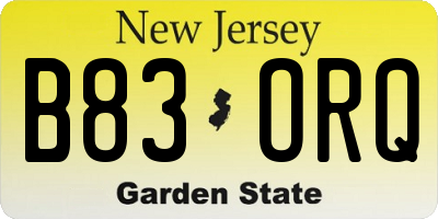 NJ license plate B83ORQ