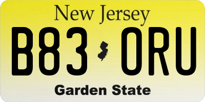 NJ license plate B83ORU