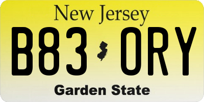 NJ license plate B83ORY
