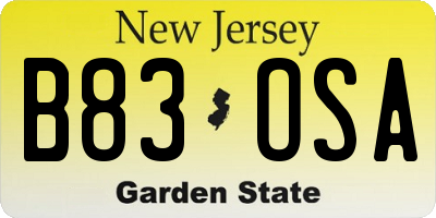 NJ license plate B83OSA