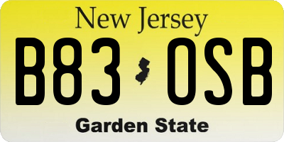 NJ license plate B83OSB