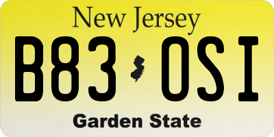 NJ license plate B83OSI
