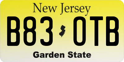 NJ license plate B83OTB
