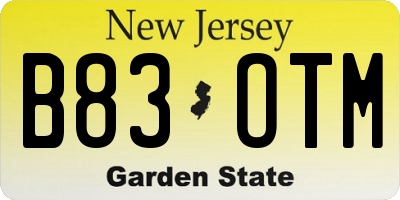 NJ license plate B83OTM