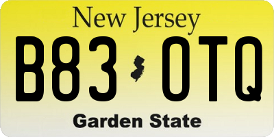 NJ license plate B83OTQ