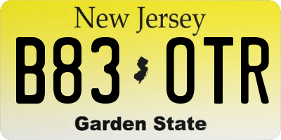 NJ license plate B83OTR
