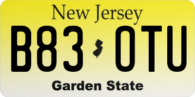 NJ license plate B83OTU
