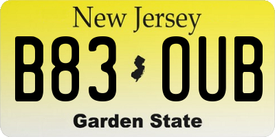 NJ license plate B83OUB