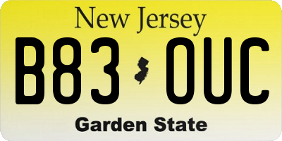 NJ license plate B83OUC