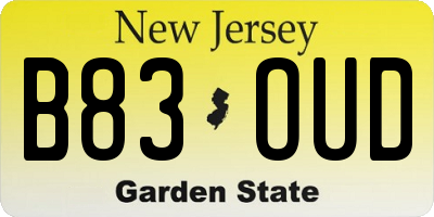NJ license plate B83OUD
