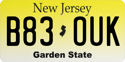 NJ license plate B83OUK