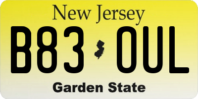 NJ license plate B83OUL