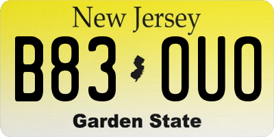 NJ license plate B83OUO