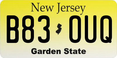 NJ license plate B83OUQ