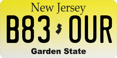 NJ license plate B83OUR