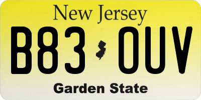 NJ license plate B83OUV