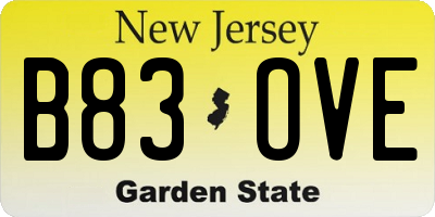 NJ license plate B83OVE