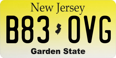 NJ license plate B83OVG