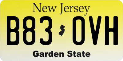 NJ license plate B83OVH