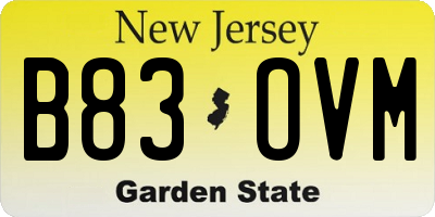 NJ license plate B83OVM