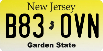 NJ license plate B83OVN