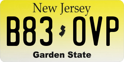 NJ license plate B83OVP