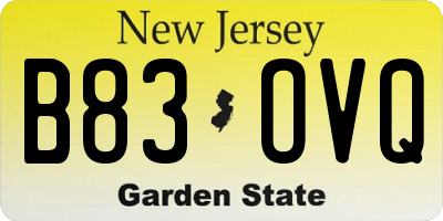 NJ license plate B83OVQ