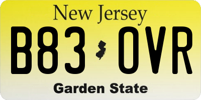 NJ license plate B83OVR