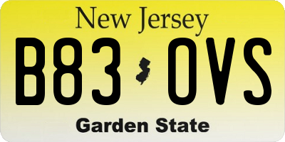 NJ license plate B83OVS