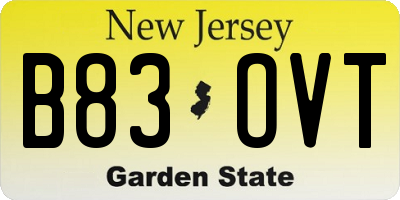 NJ license plate B83OVT