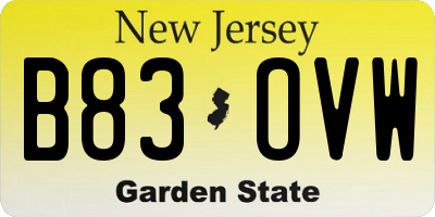 NJ license plate B83OVW