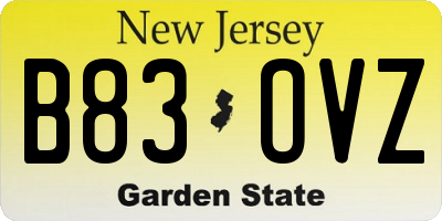 NJ license plate B83OVZ