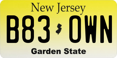 NJ license plate B83OWN