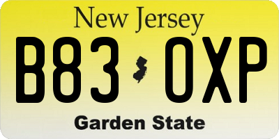 NJ license plate B83OXP