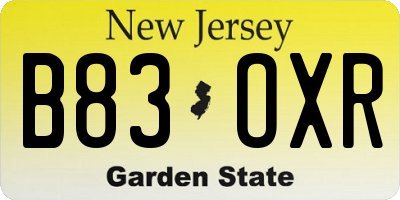NJ license plate B83OXR