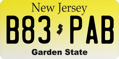 NJ license plate B83PAB