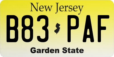 NJ license plate B83PAF