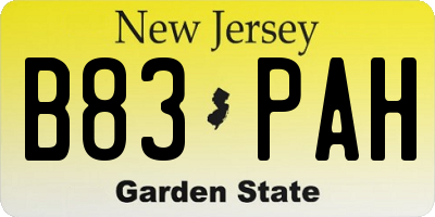 NJ license plate B83PAH