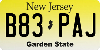 NJ license plate B83PAJ