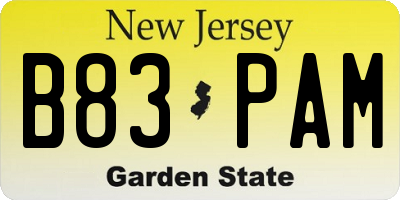 NJ license plate B83PAM
