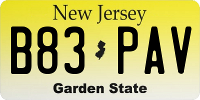 NJ license plate B83PAV
