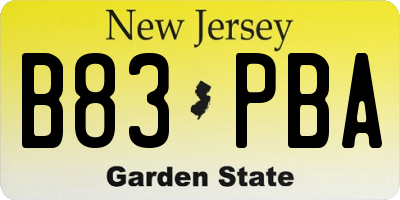 NJ license plate B83PBA