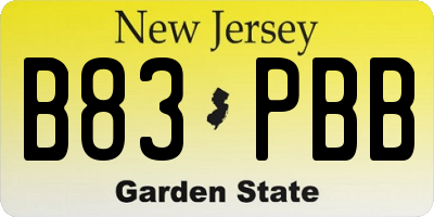NJ license plate B83PBB
