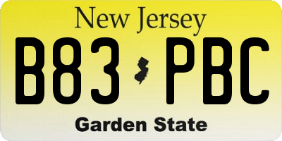NJ license plate B83PBC