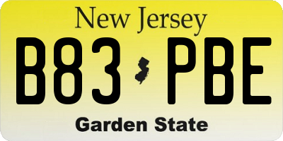 NJ license plate B83PBE