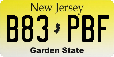 NJ license plate B83PBF