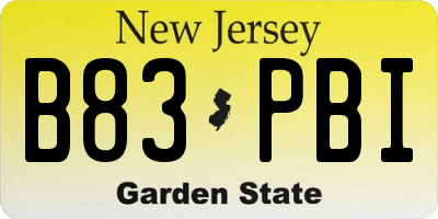 NJ license plate B83PBI