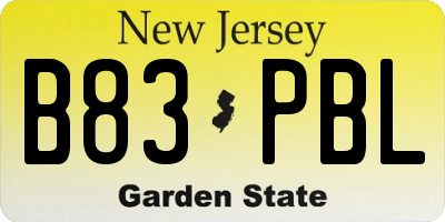 NJ license plate B83PBL