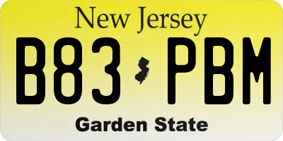 NJ license plate B83PBM